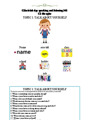 Giáo án Tiếng Anh Lớp 4 - Speaking and Listening